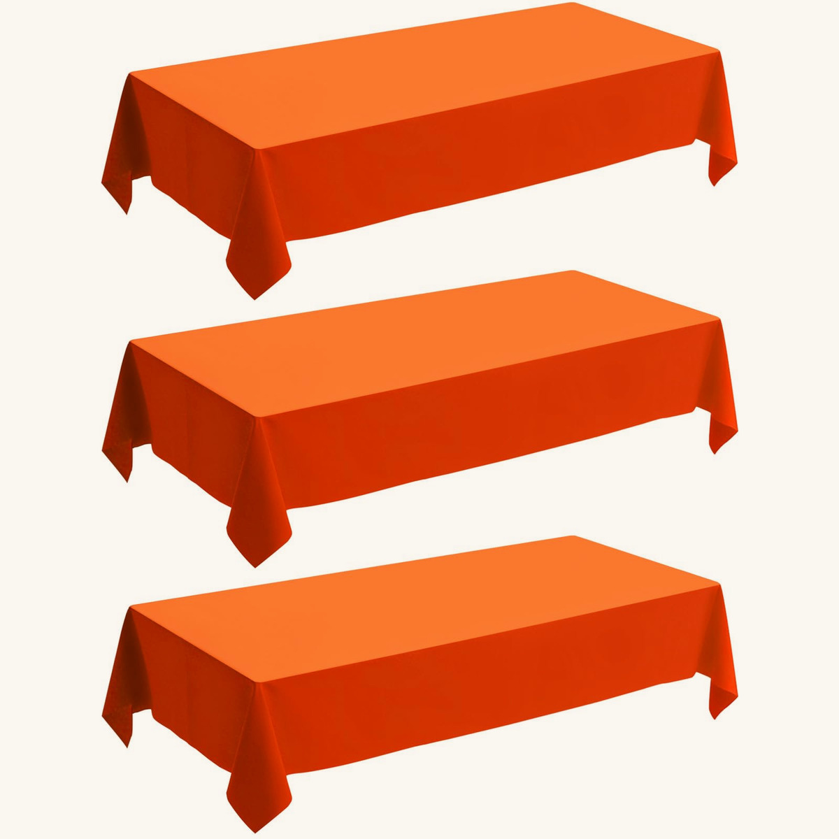 Orange Disposable Plastic Tablecloth, 3 Pack Table Cloths Disposable for Indoor o…