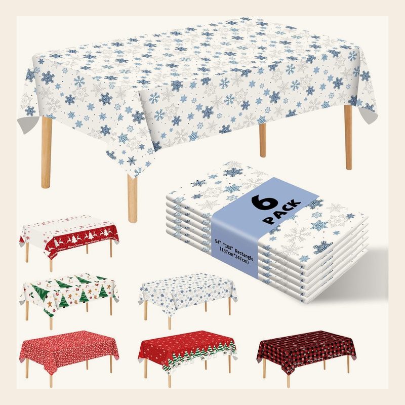 6 pack Christmas snowflake tablecloth