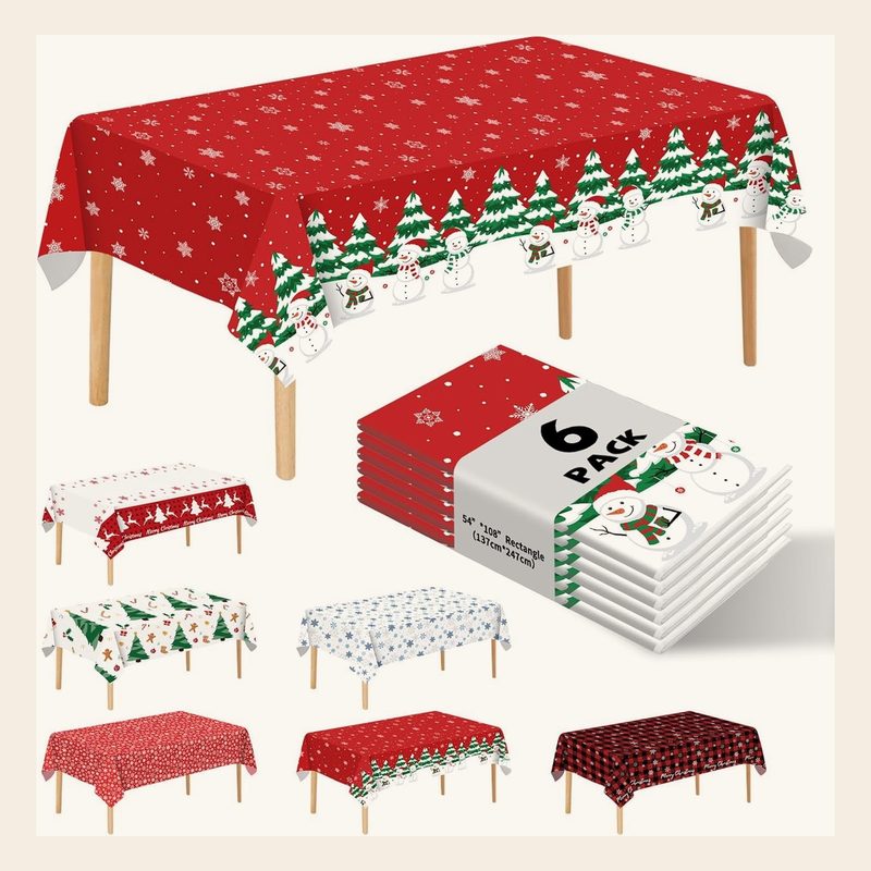 6 pack Christmas snowman tablecloth